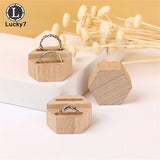 Wooden Double Ring Display Stand Jewelry Holder with Organza Packaging