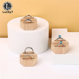 Wooden Double Ring Display Stand Jewelry Holder with Organza Packaging