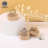 Wooden Double Ring Display Stand Jewelry Holder with Organza Packaging