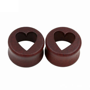 Wooden Heart Ear Gauges Flesh Tunnels Body Jewelry