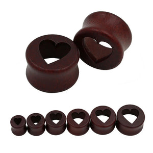 Wooden Heart Ear Gauges Flesh Tunnels Body Jewelry