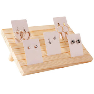 Wooden Earring Card Holder Jewelry Display Stand with 10PCS Earring Cardboard