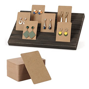 Wooden Earring Display Holder with 100pcs Earring Cardboard