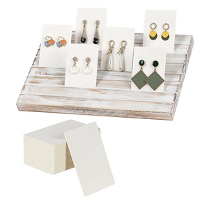 Wooden Earring Display Holder, Jewelry Organizer with 100 Earring Cards