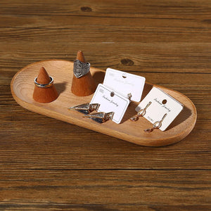 Wooden Jewelry Storage Tray Display Stand Organizer Holder