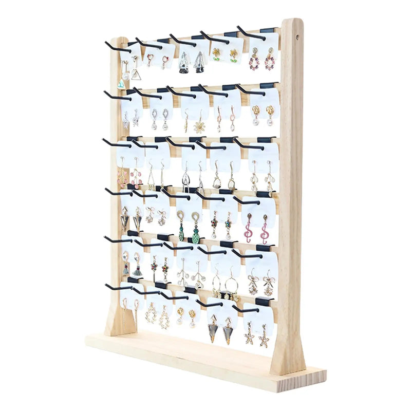 Wooden Earrings Display Stand Jewelry Organizer Holder 6 Tiers