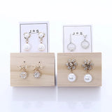 Wooden Jewelry Display Stand Earring Necklace Rings Holder