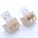 Wooden Jewelry Display Stand Earring Necklace Rings Holder