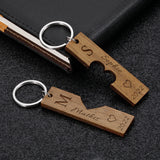 Personalized Couple Keychains Engraved Date Letter Keyring Valentines Gift