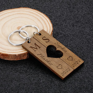 Personalized Couple Keychains Engraved Date Letter Keyring Valentines Gift