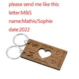 Personalized Couple Keychains Engraved Date Letter Keyring Valentines Gift