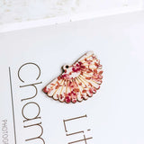 Wooden Fan Shape Eardrop Multicolor Pendant Earring Necklace Charms 12pcs