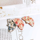 Wooden Fan Shape Eardrop Multicolor Pendant Earring Necklace Charms 12pcs