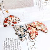 Wooden Fan Shape Eardrop Multicolor Pendant Earring Necklace Charms 12pcs