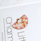 Wooden Fan Shape Eardrop Multicolor Pendant Earring Necklace Charms 12pcs