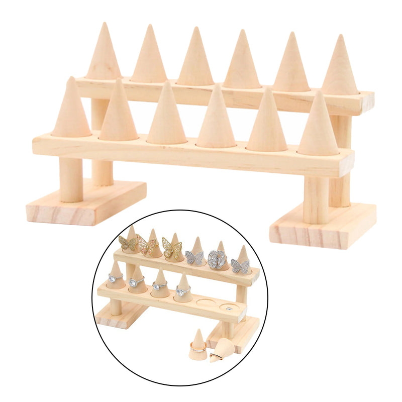 Wooden Finger Ring Display Stand for Jewelry Storage