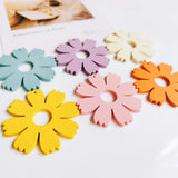 Wooden Flower Eardrop Pendant Charms DIY Jewelry Finding 10pcs