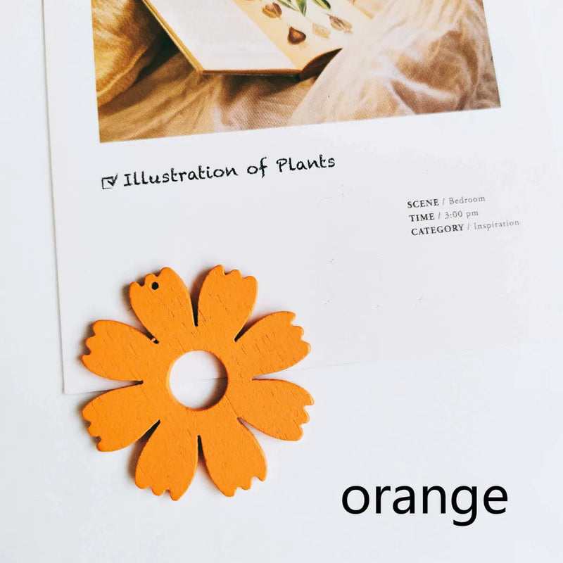 Wooden Flower Eardrop Pendant Charms DIY Jewelry Finding 10pcs