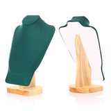 Wooden Green Necklace Bracelets Earrings Set Display Stand Jewelry Holder