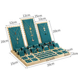 Wooden Green Necklace Bracelets Earrings Set Display Stand Jewelry Holder
