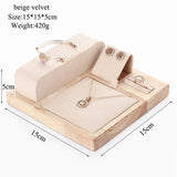 Wooden Green Necklace Bracelets Earrings Set Display Stand Jewelry Holder