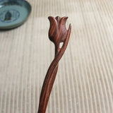 Wooden Romantic Tulip Hair Sticks Chinese Hair Pins Vintage Women Accessories