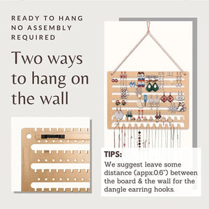 Wooden Jewelry Organizer Wall Mounted Earrings Display