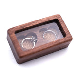 Wooden Heart Double Ring Box Wedding Ring Bearer Rustic Holder
