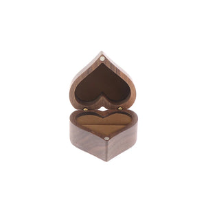 Heart-shaped Ring Jewelry Box Wooden Proposal Engagement Wedding Holder
