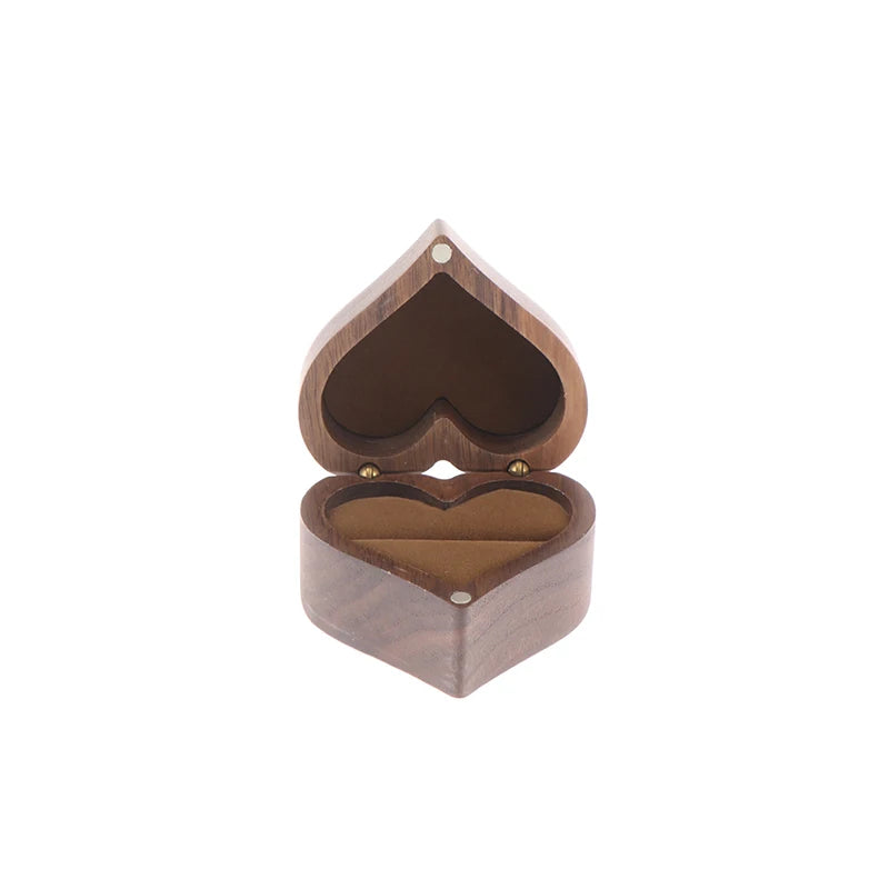 Heart-shaped Ring Jewelry Box Wooden Proposal Engagement Wedding Holder