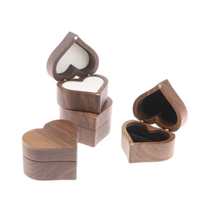 Heart-shaped Ring Jewelry Box Wooden Proposal Engagement Wedding Holder
