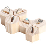 Wooden Hexagon Ring Display Stand Jewelry Holder Tray Organizer