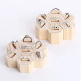 Wooden Hexagon Ring Display Stand Jewelry Holder Tray Organizer