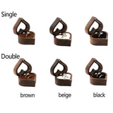 Heart Shape Wooden Jewelry Box Earring Ring Display Case
