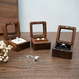 Wooden Jewelry Box Ring Engagement Wedding Couples Ring Storage