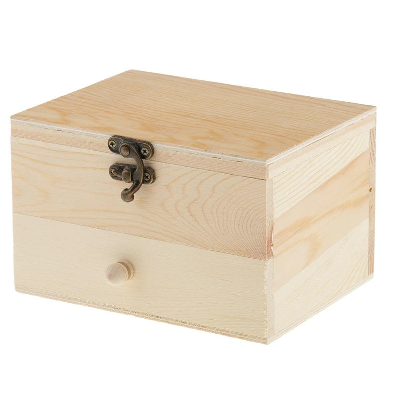 2-Layer Wooden Jewelry Box Organizer with Lock - PU Leather Storage