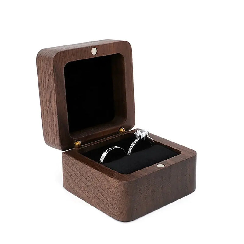 Wooden Jewelry Box Organizer Square Lover Ring Display Box