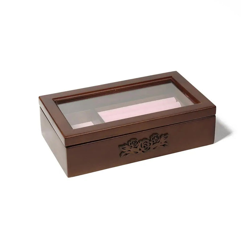 Wooden Jewelry Box Showcase Watch Earring Storage Organizer