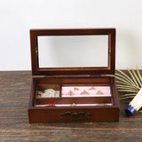 Wooden Jewelry Box Showcase Watch Earring Storage Organizer