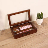 Wooden Jewelry Box Watch Earring Storage Organizer