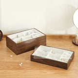 Wooden Jewelry Box with Clear Lid Display Drawer Tray Storage