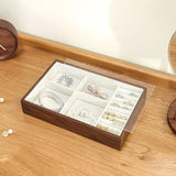 Wooden Jewelry Box with Clear Lid Display Drawer Tray Storage