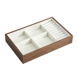 Wooden Jewelry Box with Clear Lid Display Drawer Tray Storage