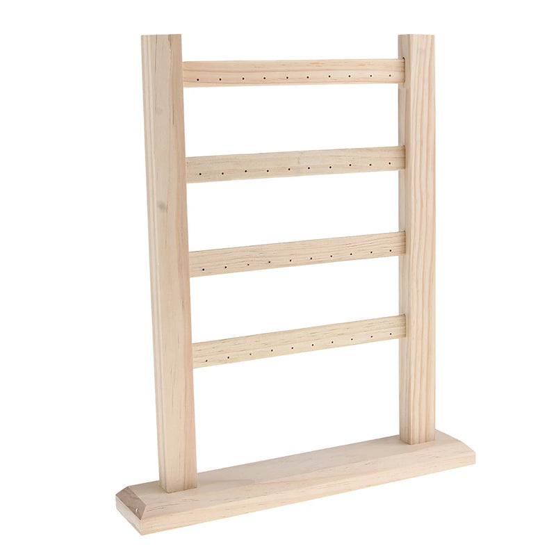 Wooden Jewelry Display Rack Stand Earrings Necklace Organizer Holder