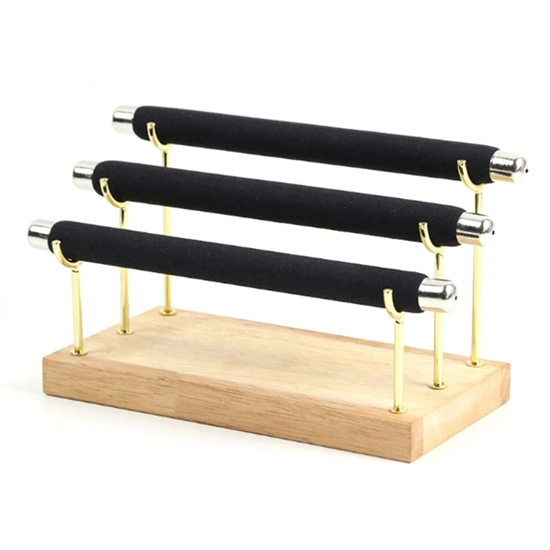 Wooden Jewelry Display Stand Ring Holder Bracelets Anklets T-Bar