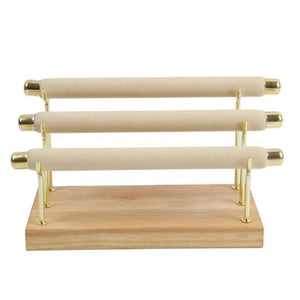 Wooden Jewelry Display Stand Ring Holder Bracelets Anklets T-Bar
