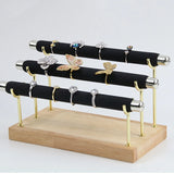 Wooden Jewelry Display Stand Ring Holder Bracelets Anklets T-Bar