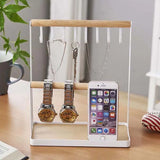 Wooden Jewelry Organizer Hanger Holder Stand For Necklace Earrings Rings Storage