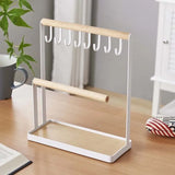 Wooden Jewelry Organizer Hanger Holder Stand For Necklace Earrings Rings Storage