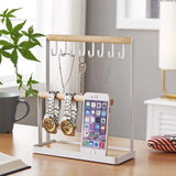 Wooden Jewelry Organizer Hanger Holder Stand For Necklace Earrings Rings Storage